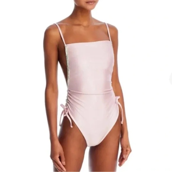 NWT CAPITTANA Irene One Piece Reversible Swimsuit Lemon Floral /Pink - Size Smal - Picture 2 of 3